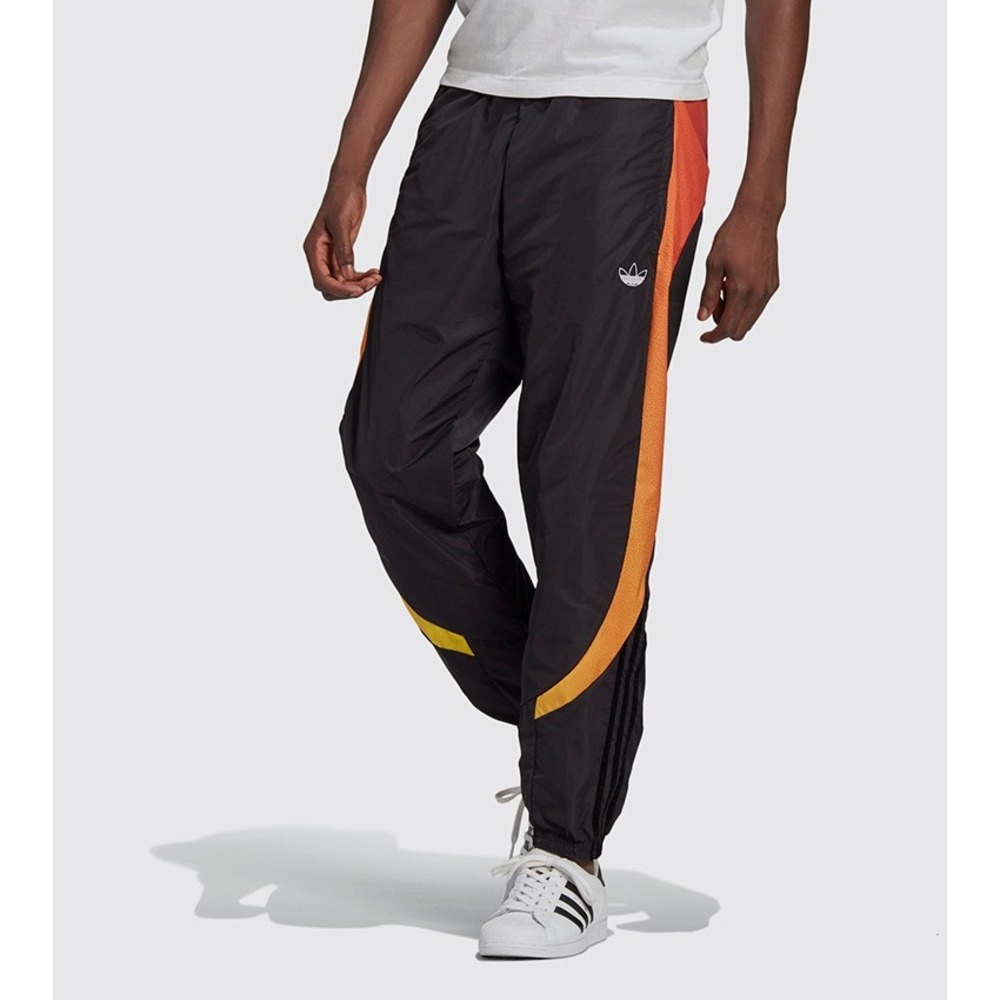 Adidas Sport Spray Track Pants Men XL Black Colorblock Velvet Stripes Joggers